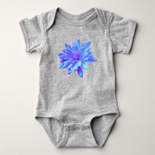 Elegant blue purple floral flower  baby bodysuit (Front)