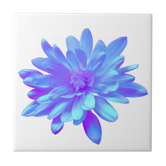 Elegant blue purple floral flower  ceramic tile (Front)