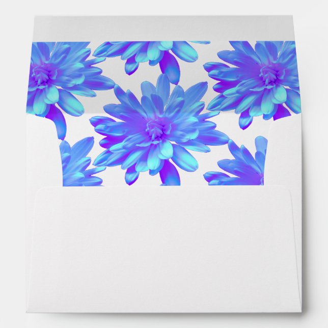 Elegant blue purple floral flower  envelope (Back (Bottom))