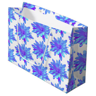 Elegant blue purple floral flower  large gift bag