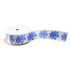 Elegant blue purple floral flower satin ribbon