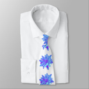 Elegant blue purple floral flower tie