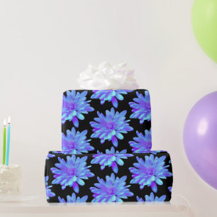Elegant blue purple floral flower  wrapping paper