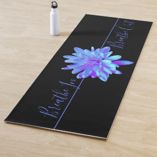 Elegant blue purple floral flower yoga mat