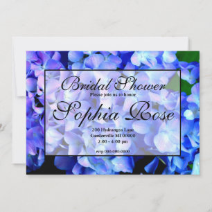 Elegant blue purple floral hydrangeas invitation