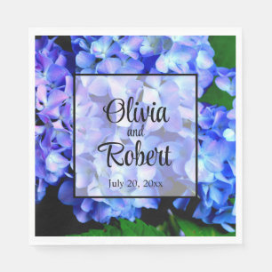 Elegant blue purple floral hydrangeas napkin