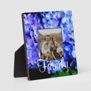 Elegant blue purple floral hydrangeas plaque