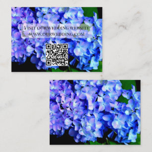 Elegant blue purple floral hydrangeas QR code Enclosure Card