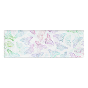 Elegant Blue Purple Glitter Butterfly Glam Design Name Tag