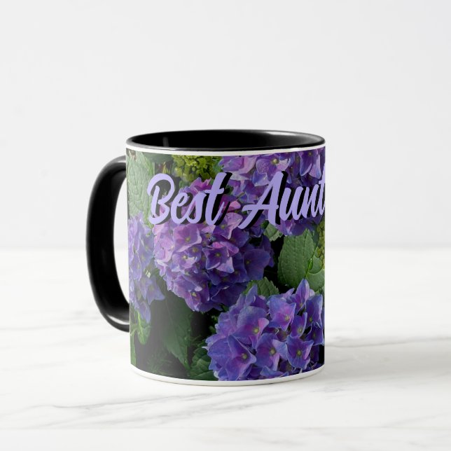 Elegant blue purple magenta  floral Best Aunt Ever Mug (Front Left)