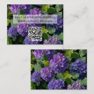 Elegant blue purple magenta floral hydrangea QR Enclosure Card