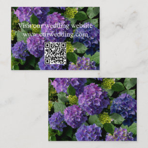 Elegant blue purple magenta floral hydrangea QR Enclosure Card