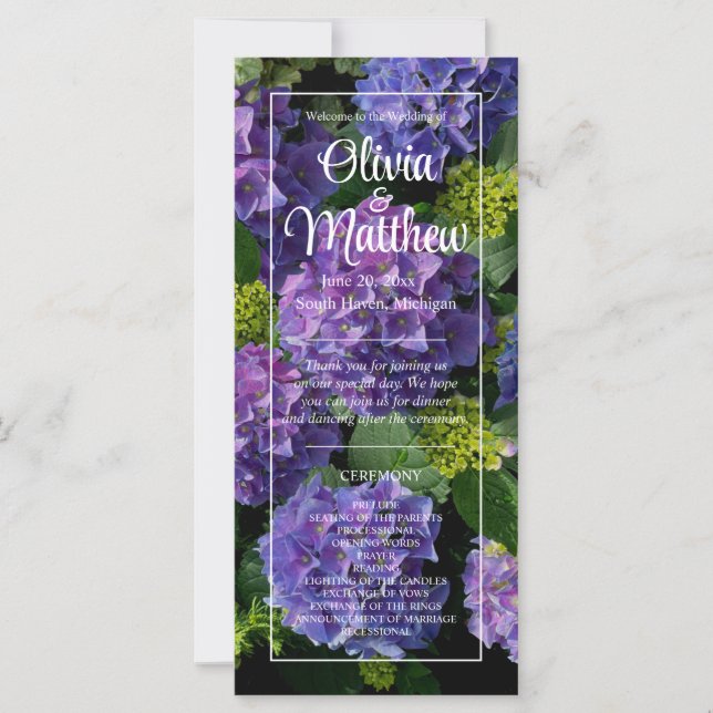 Elegant blue purple magenta green floral hydrangea (Front)