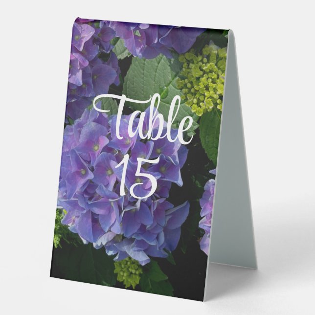 Elegant blue purple magenta green floral hydrangea (Front)