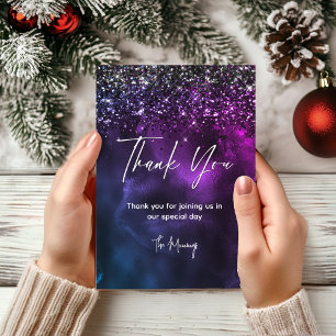 Elegant Blue Purple Marble Abstract Thank You Card