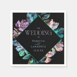 Elegant blue purple moody wedding paper napkin