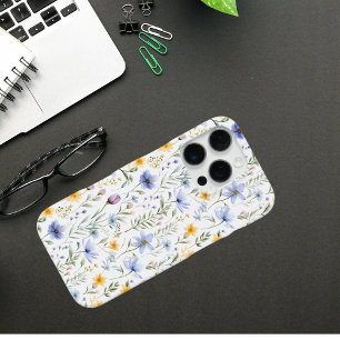Elegant Blue Purple Watercolor Wildflower  iPhone 16 Pro Case
