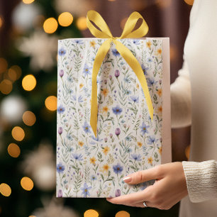 Elegant Blue Purple Watercolor Wildflower  Medium Gift Bag