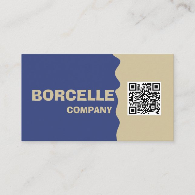 Elegant Blue QR Code Business Card (Front)
