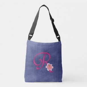 Elegant Blue R Crossbody Bag