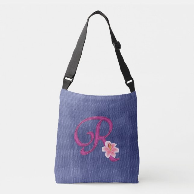 Elegant Blue R Crossbody Bag (Front)