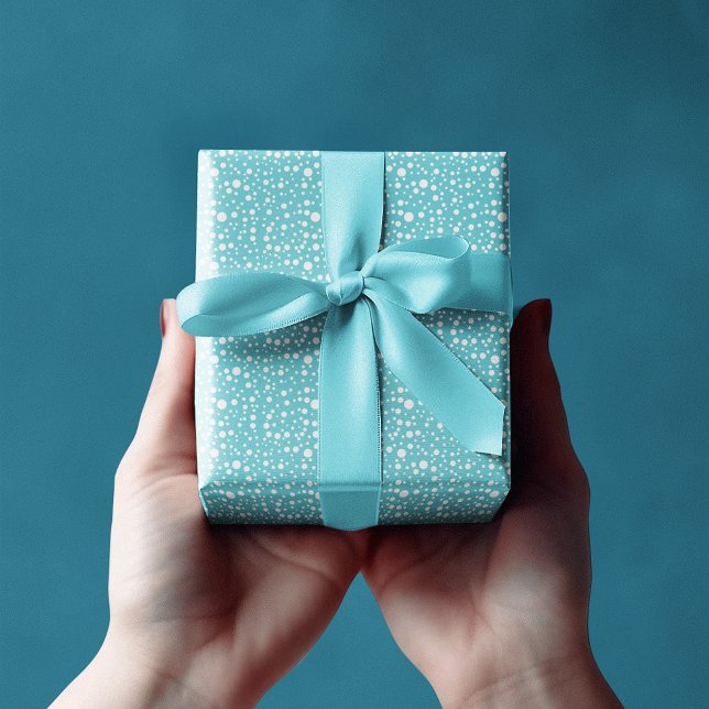 Elegant Blue Random Sized White Polka Dots Wrapping Paper (Creator Uploaded)