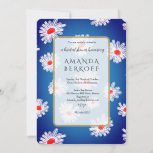 Elegant Blue & Red Flowers Bridal Shower  Invitation