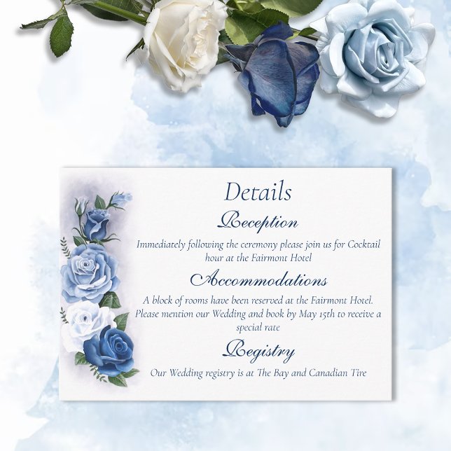 Elegant Blue  Regency Cameo Roses Enclosure Card (Creator Uploaded)