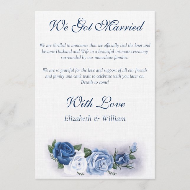 Elegant Blue Regency Cameo Roses Invitation (Front)