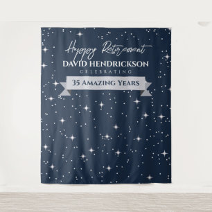 Elegant, blue Retirement Photobooth backdrop Tapestry