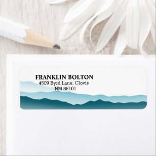 Elegant Blue Rolling Mountains Return Address Return Address Label