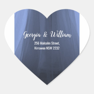 Elegant Blue Romantic Return Address Sticker B