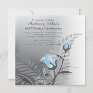 Elegant Blue Rose Anniversary Invitation