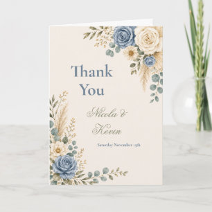 Elegant Blue Rose Ceremony Thank You Card