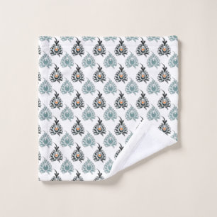 Elegant Blue Rose Floral Pattern Wash Cloth