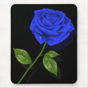 Elegant Blue Rose Mouse Pad