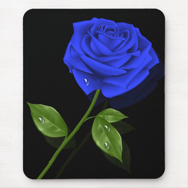 Elegant Blue Rose Mouse Pad (Front)