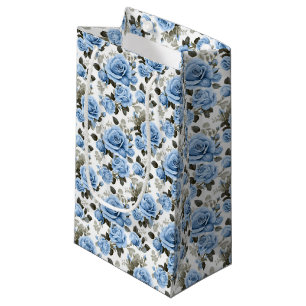 Elegant blue rose pattern  small gift bag