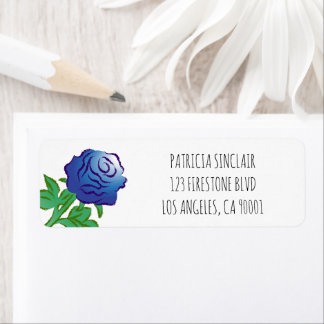 Elegant Blue Rose Return Address Label