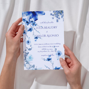 Elegant Blue Rose Wedding Invite