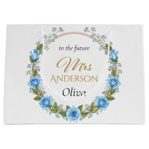 Elegant Blue Roses & Baby’s Breath Large Gift Bag