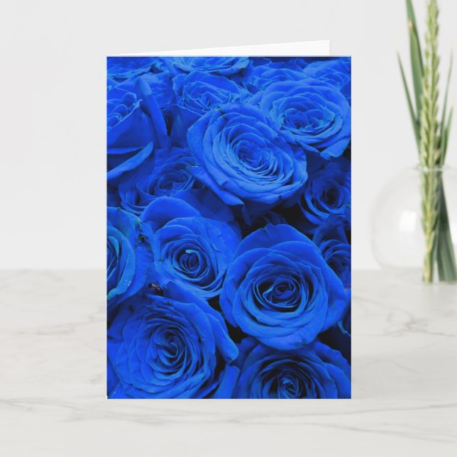 Elegant blue roses blue flowers blue floral card (Front)