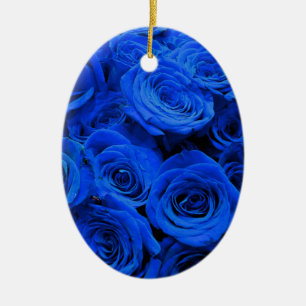 Elegant blue roses blue flowers blue floral ceramic tree decoration