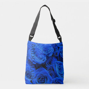 Elegant blue roses blue flowers blue floral crossbody bag