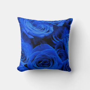 Elegant blue roses blue flowers blue floral cushion