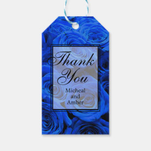 Elegant blue roses blue flowers blue floral gift tags