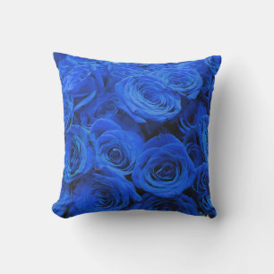 Elegant blue roses blue flowers blue floral outdoor cushion