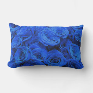 Elegant blue roses blue flowers blue floral outdoor cushion