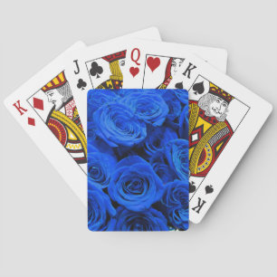 Elegant blue roses blue flowers blue floral playing cards