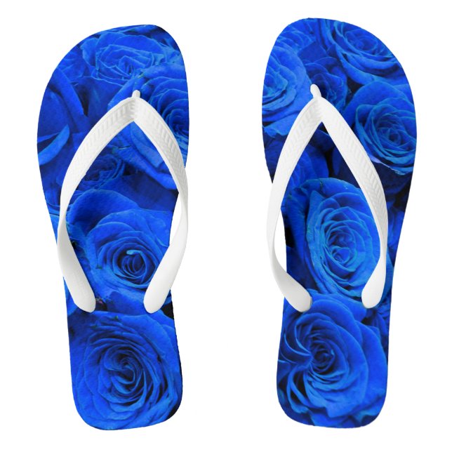 Elegant blue roses blue flowers blue floral thongs (Footbed)